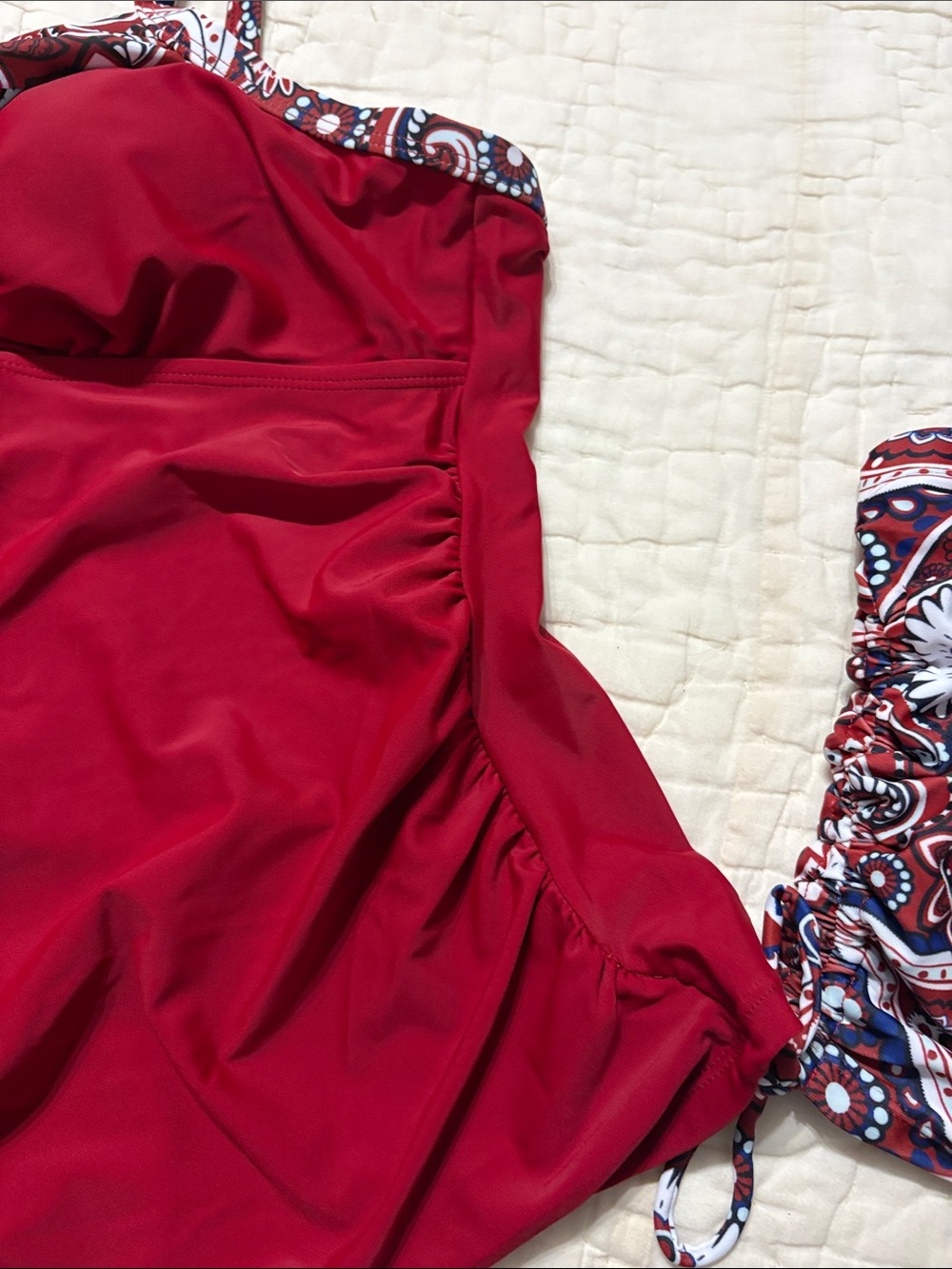 Red Paisley Two-Piece Tankini Set - Picture 5 of 5